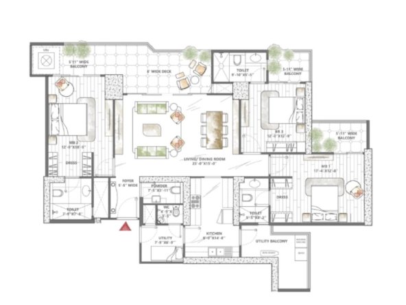 Smartworld Sky ARC floor plan 3.5 bhk