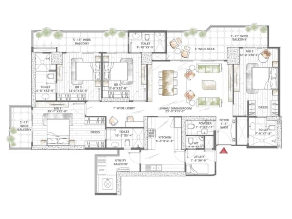 Smart world Sky ARC 4.5 bhk floor plan
